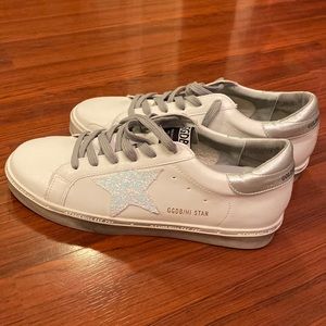 Golden Goose High Star Sneaker dupes, size 41, white with white glitter star